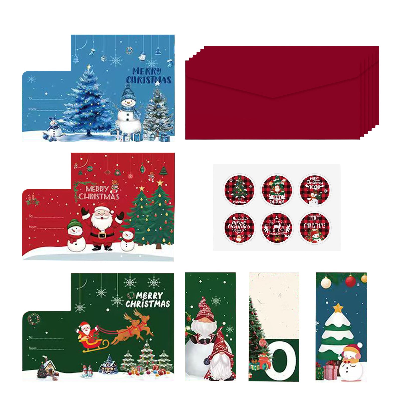 Christmas Greeting Cards, PK5 6Cards 6Envelopes 6Stickers, Tri-Fold ...
