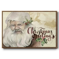 Christmas Greetings Collection A - Framed Gallery Wrapped Holiday Canvas - 17 x 25 - Rosewood Frame