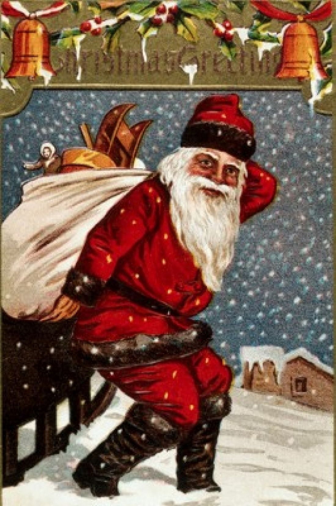 Christmas Greetings Nostalgia Cards Canvas Art - (24 x 36)