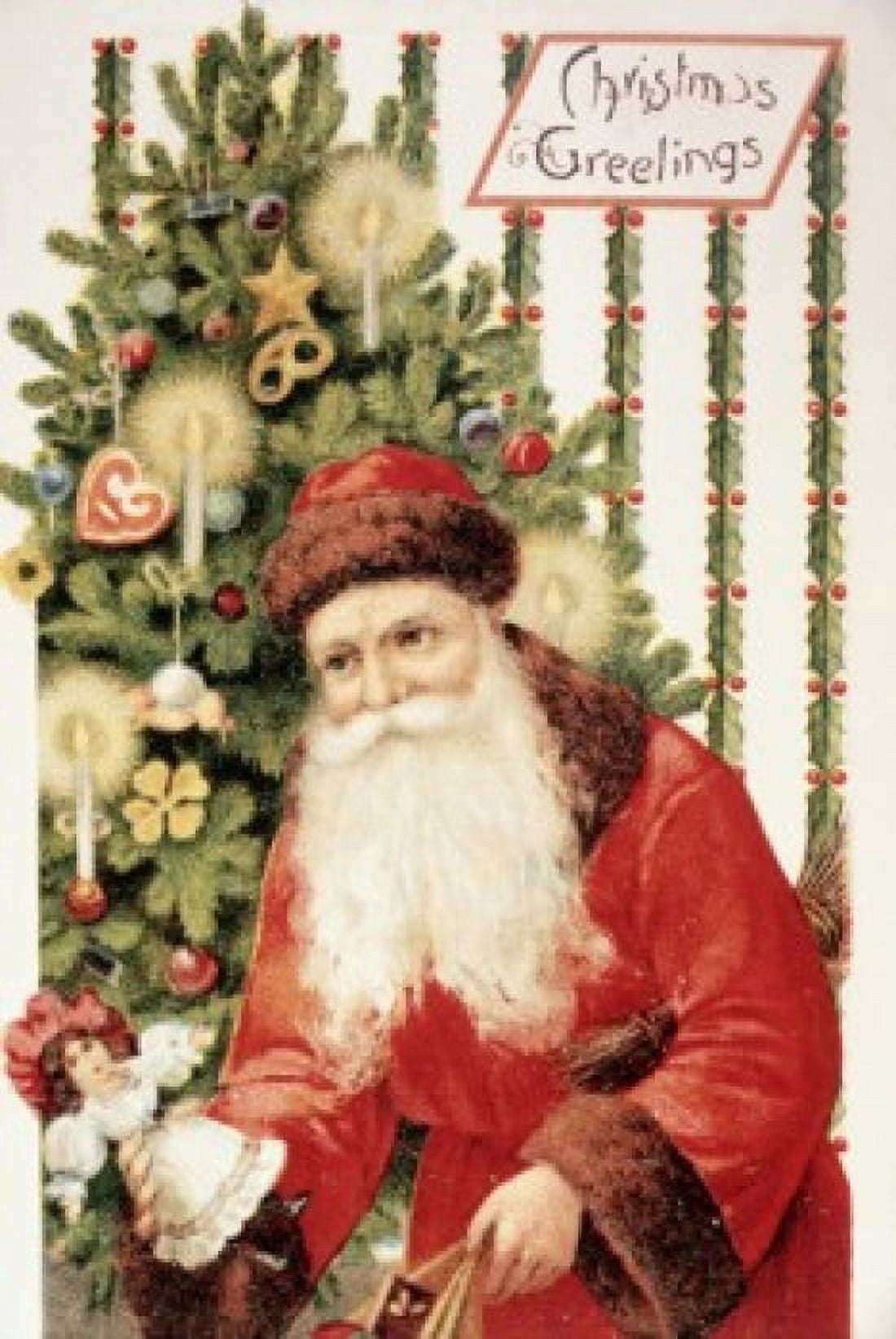 Christmas Greetings Nostalgia Cards Illustration Canvas Art - (18 x 24)