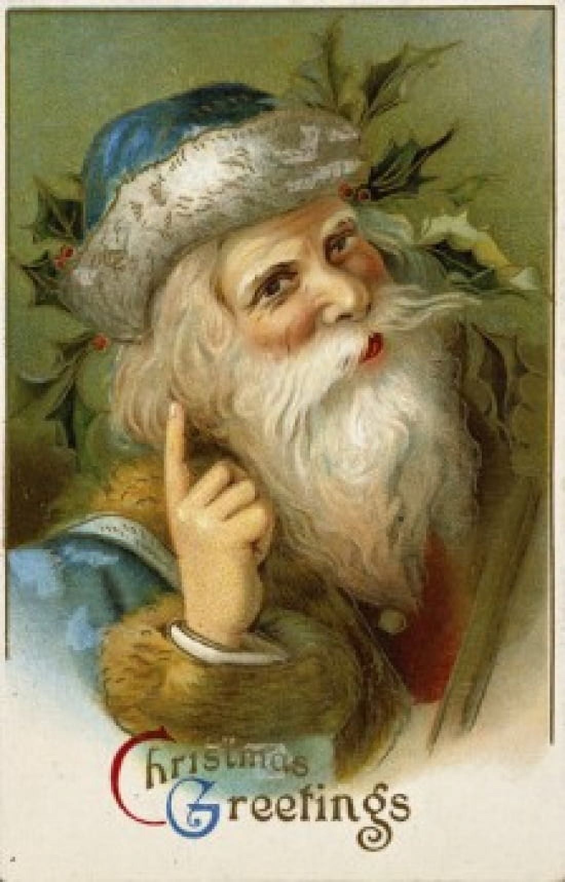 Christmas Greetings Santa Nostalgia Cards Canvas Art - (18 x 24)