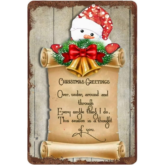 Christmas Greetings The Season Is A Thought Of You Funny Metal Sign Inspirational Quote Sign Novelty Sign Metal Retro Wall Decor Sign Gift 12x8 Inch