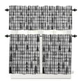 thumbnail image 1 of Christmas Grey Kitchen Curtains and Valances Set, Checkered Green Xmas Tree Rod Pocket Window Valance 18 Inch Window Curtain Panels for Living Room Bedroom Laundry, 27.5x36in, 3 Pieces, 1 of 7