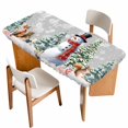 thumbnail image 1 of Christmas Grey Table Cloths for 3 Foot Rectangle Tables, Snowman Xmas Pine Tree Winter Snowflakes Patio Waterproof Elastic Fitted Tablecloths, Washable Rectangular Table Cover for Camping, 1 of 8