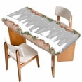 thumbnail image 1 of Christmas Grey Table Cloths for 5 Foot Rectangle Tables, White Xmas Tree Forest Poinsettia Rustic Wooden Patio Waterproof Elastic Fitted Tablecloths, Washable Rectangular Table Cover for Camping, 1 of 8