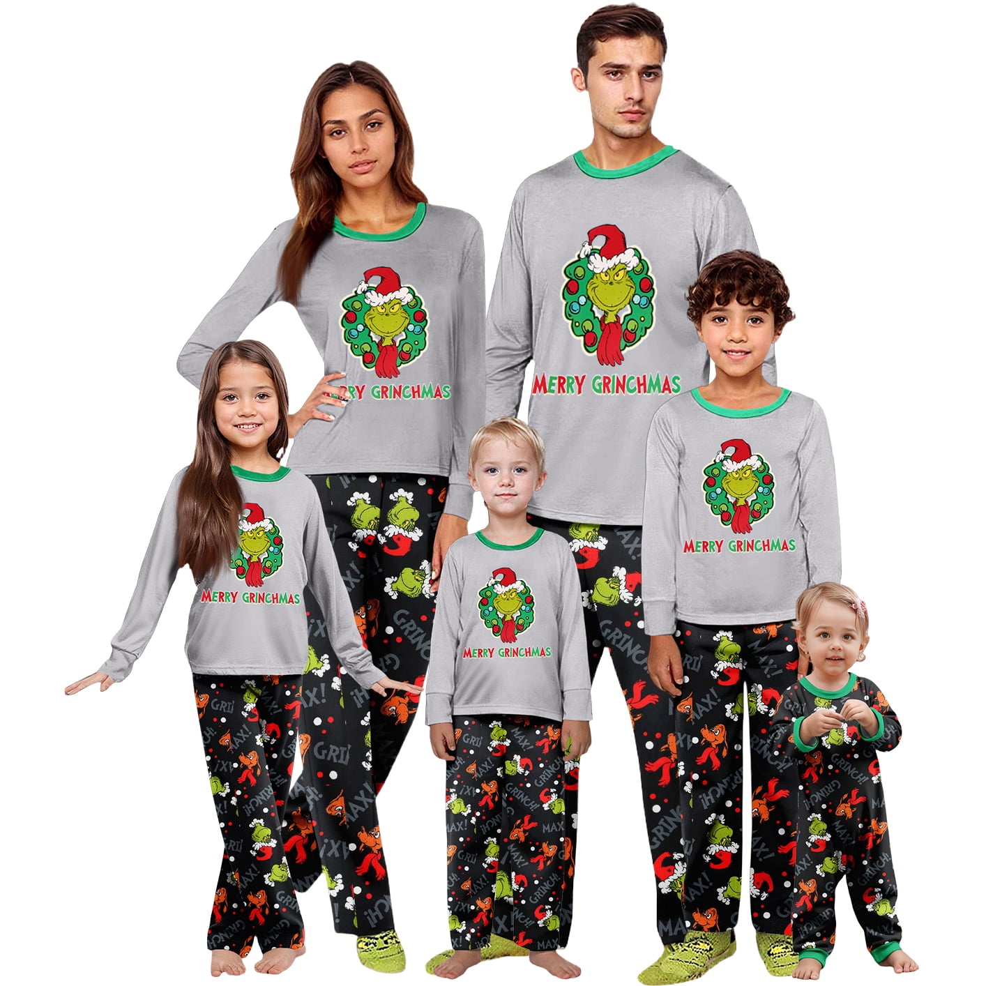 Christmas Gri'nch Matching Family Pajamas – Holiday Long Sleeve Shirt ...