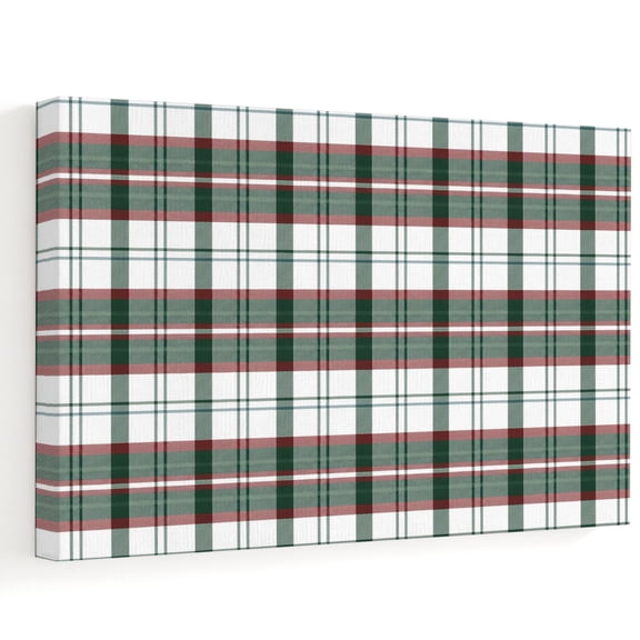 Christmas Grid Canvas Wall Art, Vintage Minimalist Green Red White Stripe Plaid Wall Art Prints Artwork Framed Canvas Ready to Hang Art Pictures for Bathroom Bedroom Entry Desk Corner 10" x 8"