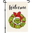 thumbnail image 1 of Christmas Grin-ch Garden Flag Double Sided 12x18 inch, Outdoor Yard Winter Holiday Decor for Xmas, 1 of 6