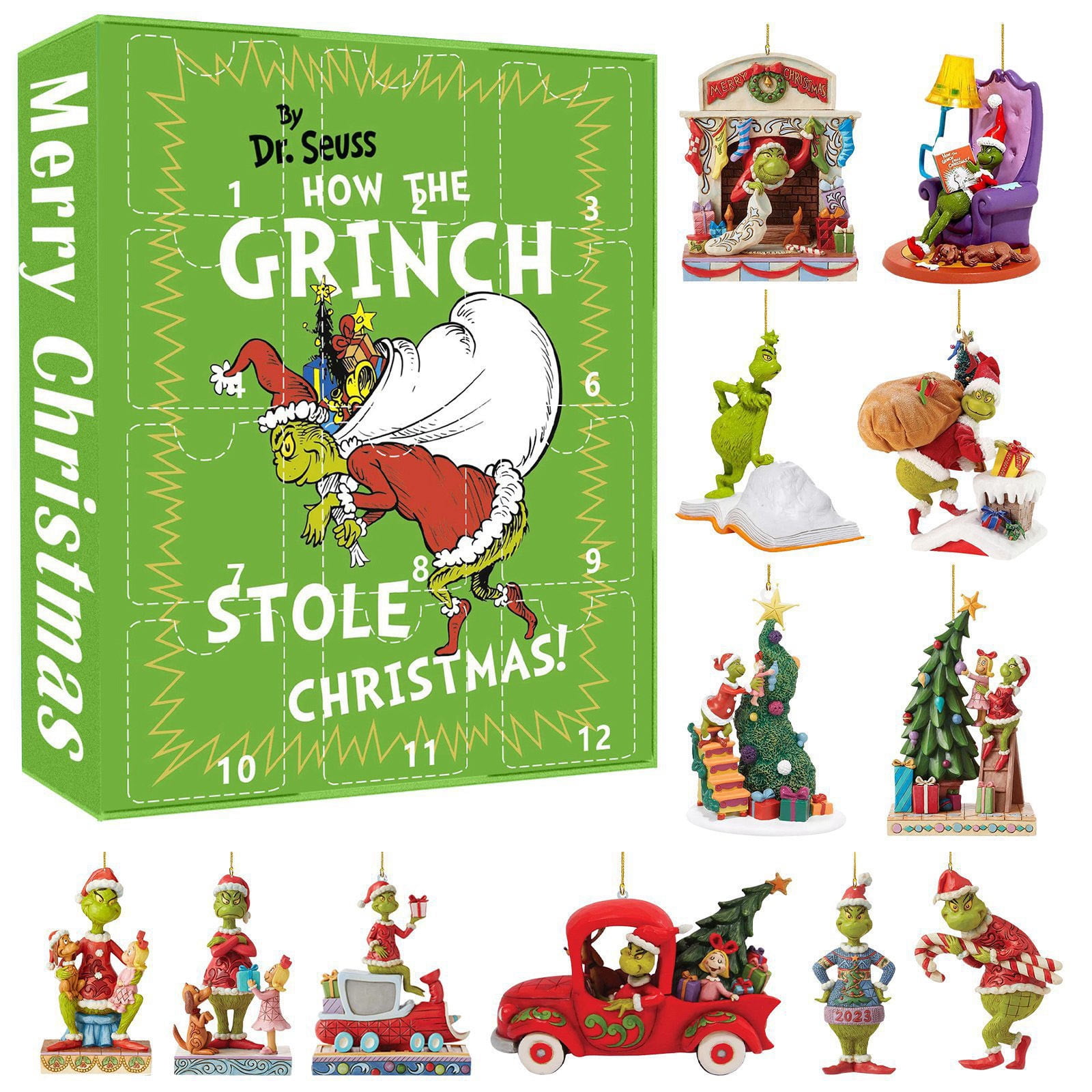 Christmas Grinch Advent Calendar 2024, Kids Holiday Grinch Advent