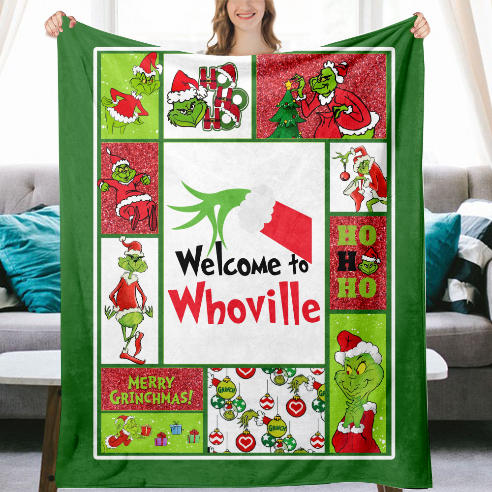 Christmas Grinch Bed Blankets UltraSoft Checkered Blanket Comfortable