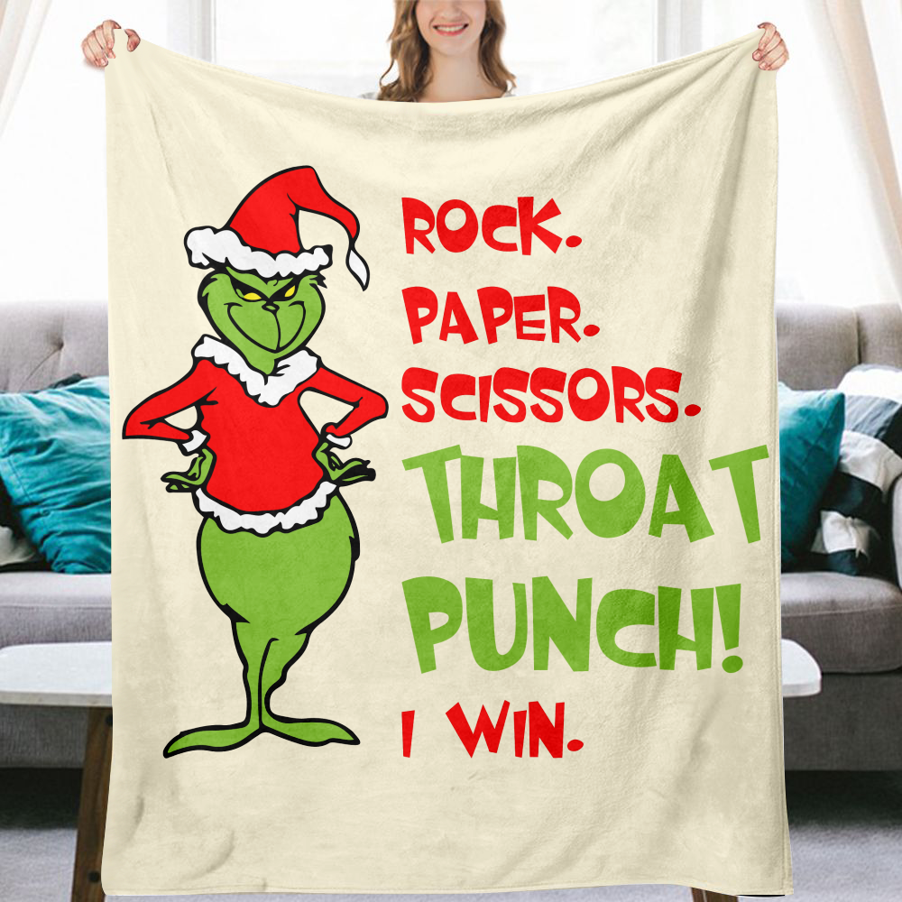 Christmas Grinch Blanket Plush Fuzzy Warm Flannel Blanket Kids Bedding