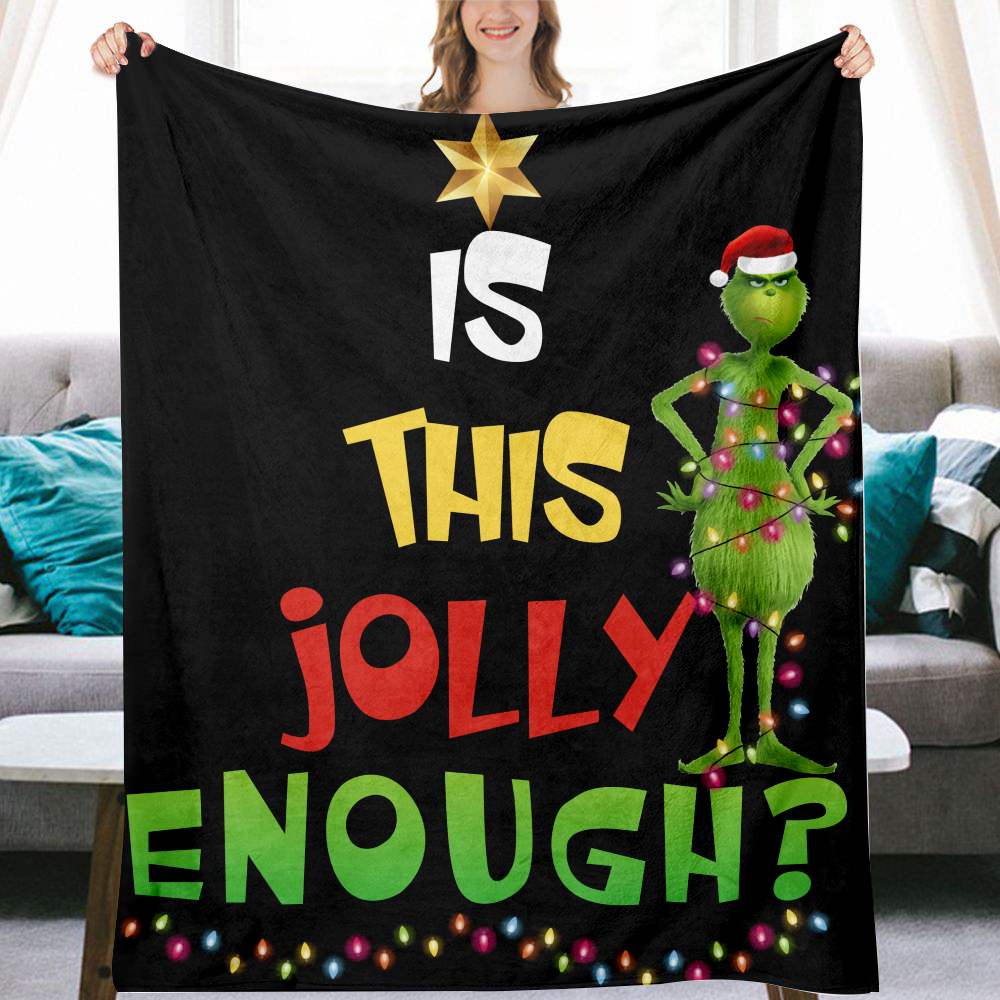 Christmas Grinch Blanket Plush Fuzzy Warm Flannel Blanket Kids Bedding