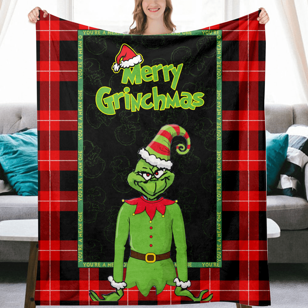 Christmas Grinch Children Blanket UltraSoft Checkered Blanket Warm