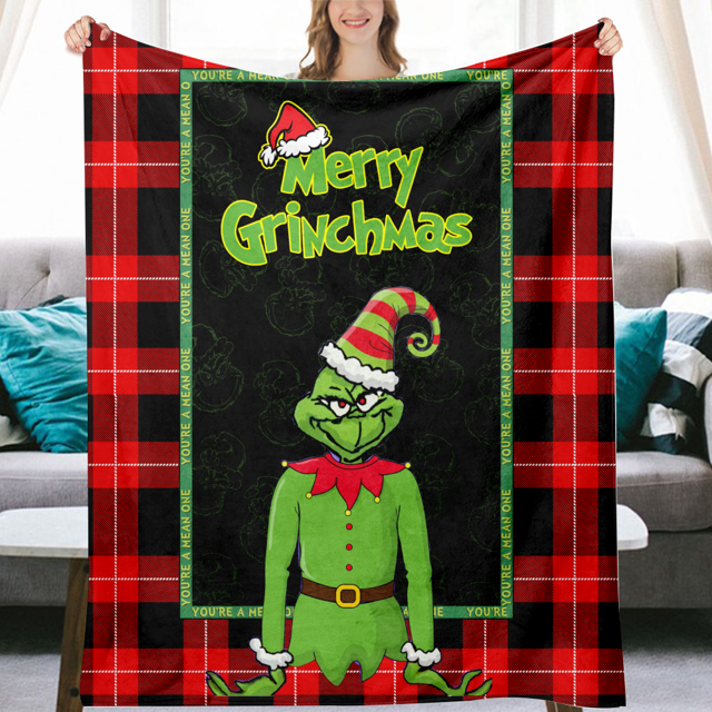 Christmas Grinch Children Blanket UltraSoft Checkered Blanket Warm