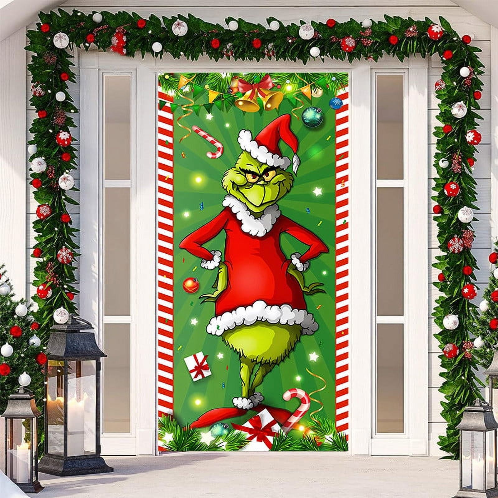 Christmas Grinch Door Cover Christmas Door Decorations Christmas Front