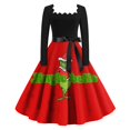 Christmas Grinch Dress Green Women Christmas Dress, Vintage Long Sleeve