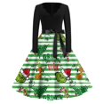Christmas Grinch Dress Green Women Vintage Christmas Dress, Long Sleeve