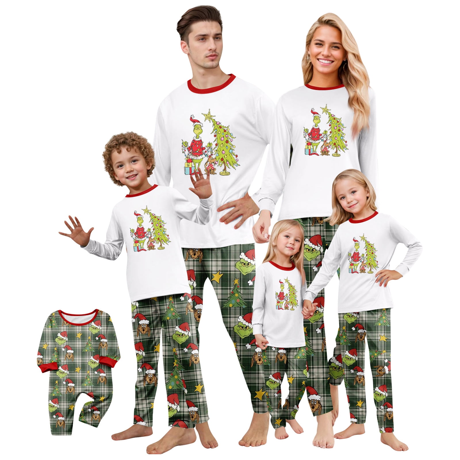 Christmas Grinch Family Matching Pajamas Sets, Green Christmas Grinch ...