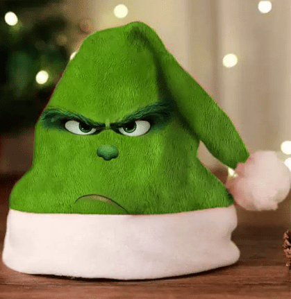 Christmas Grinch & Festive Santa Hats - Double-Sided Fleece Holiday Hats for Adults