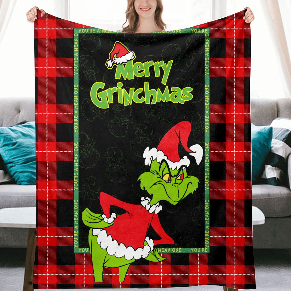 Christmas Grinch Fleece Blanket Super Soft Warm Flannel Blanket Cozy