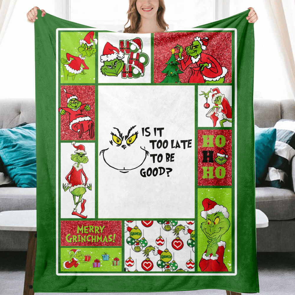 Christmas Grinch Fleece Blanket Super Soft Warm Flannel Blanket Cozy