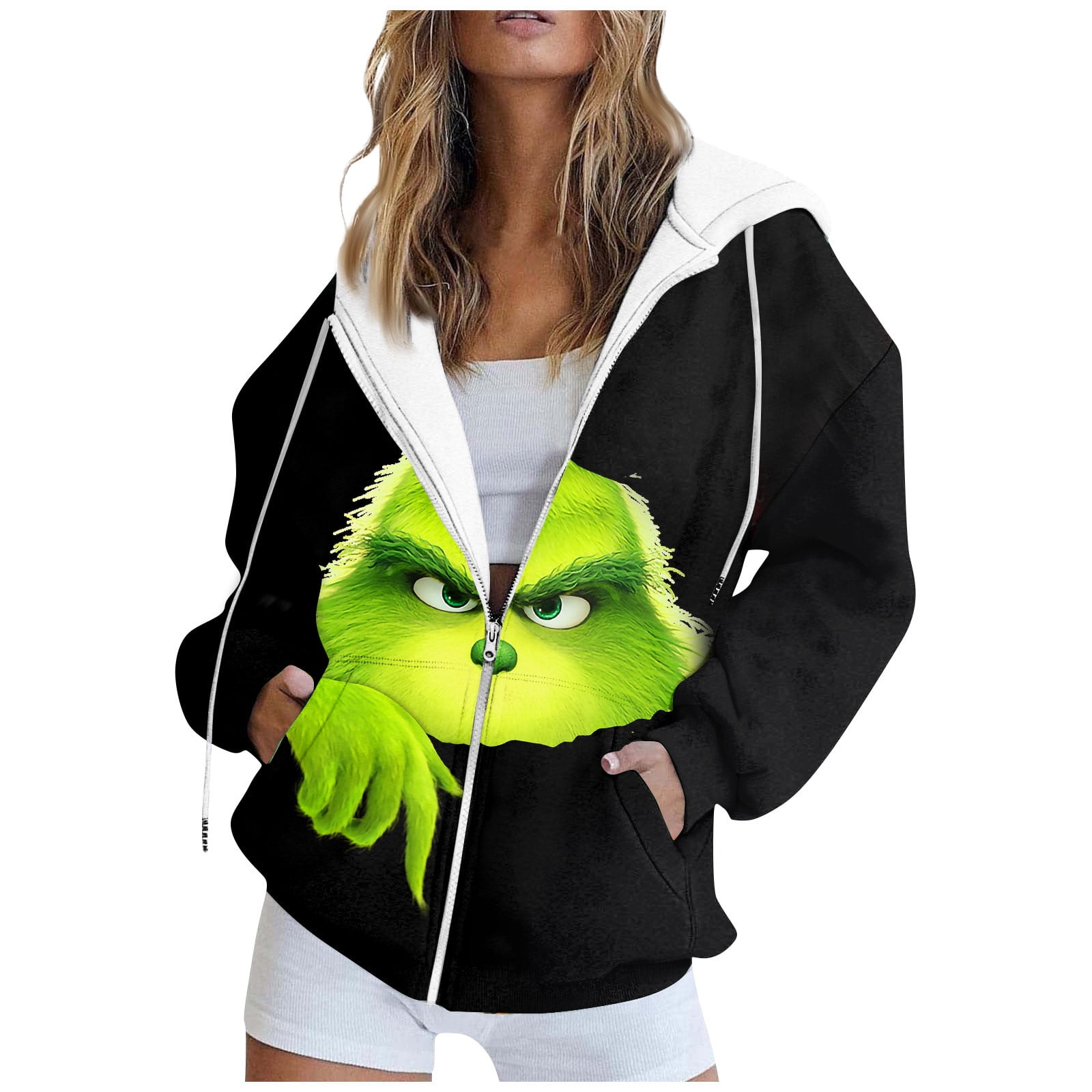 Grinch zip up hoodie sale