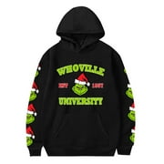 KYGABAK Christmas Grinch Hoodie Grinch Sweatshirts Womens Mens Novelty Hoodie Grinch Printed Hoodie Pullover Sweatshirt Grinch Print Pullover Unisex Casual Sweatshirt