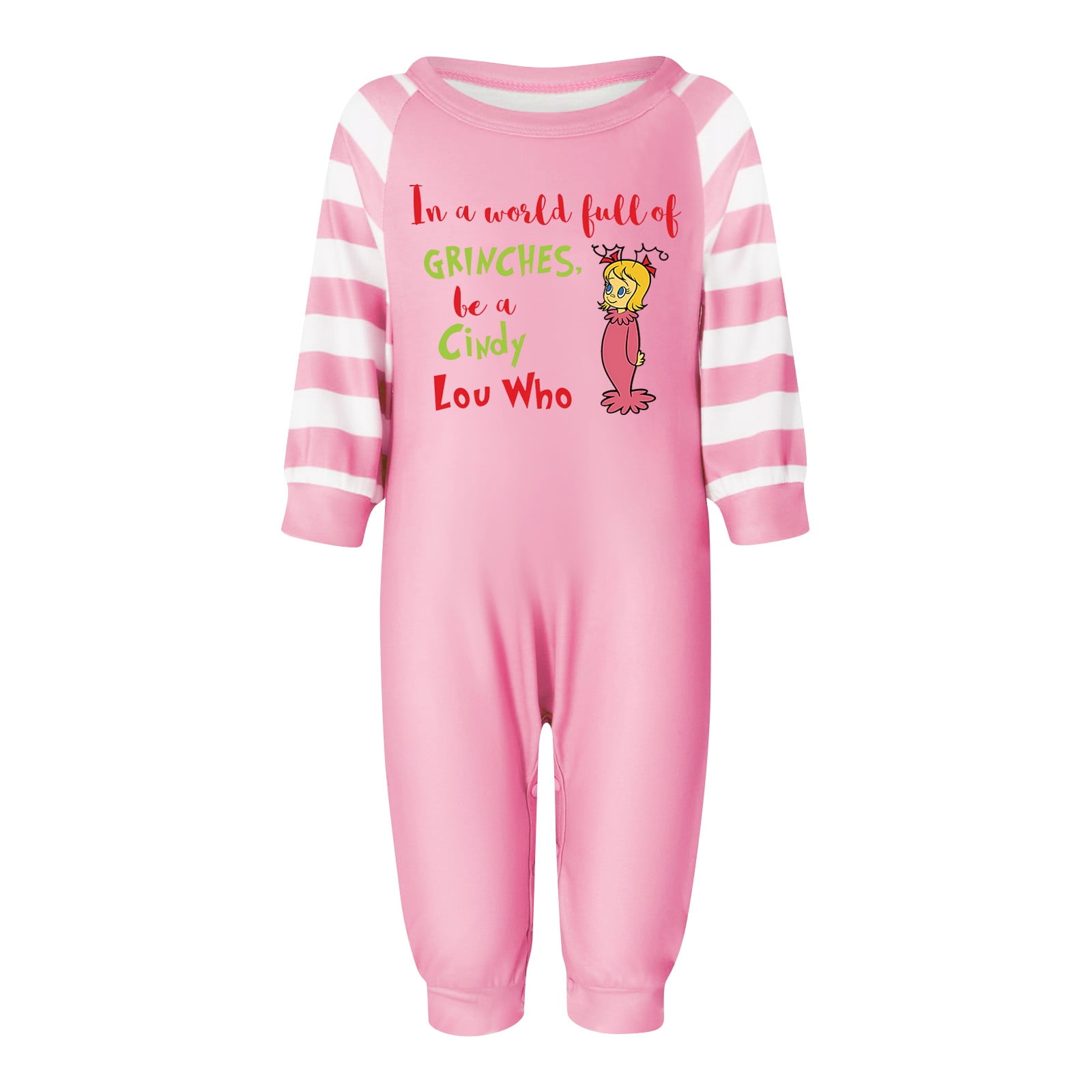 Christmas Grinch Pajamas For Family, Grinch Santa Claus Girls' Pink ...