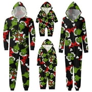 TKING FASHION Christmas Grinch Pajamas Christmas Mommy and Me Mosaic Family Matching Moose Grinch Print Christmas Hooded Onesies Pajamas,Unisex,Sizes Baby-Kids-Adult