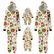 TKING FASHION Christmas Grinch Pajamas Christmas Grinch Printed Family Matching Pajamas Union Suit Christmas Classic Grinch Character Outfits Onesies Cute Christmas Pjs Sets for Family Sleepwear