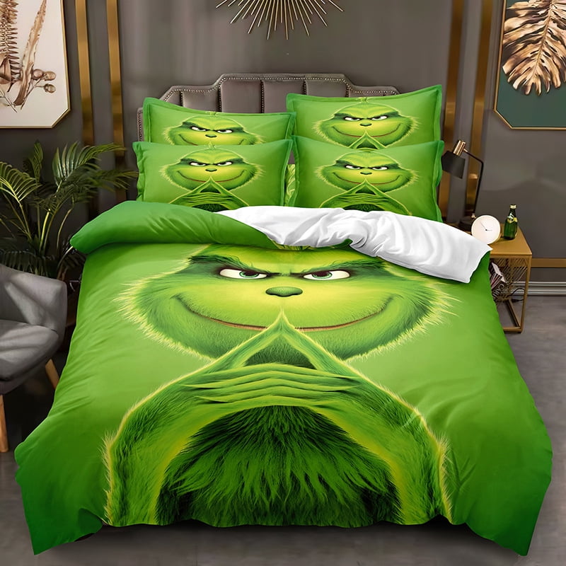 Christmas Grinch Series threepiece set Bedding quilt cover set Sanded