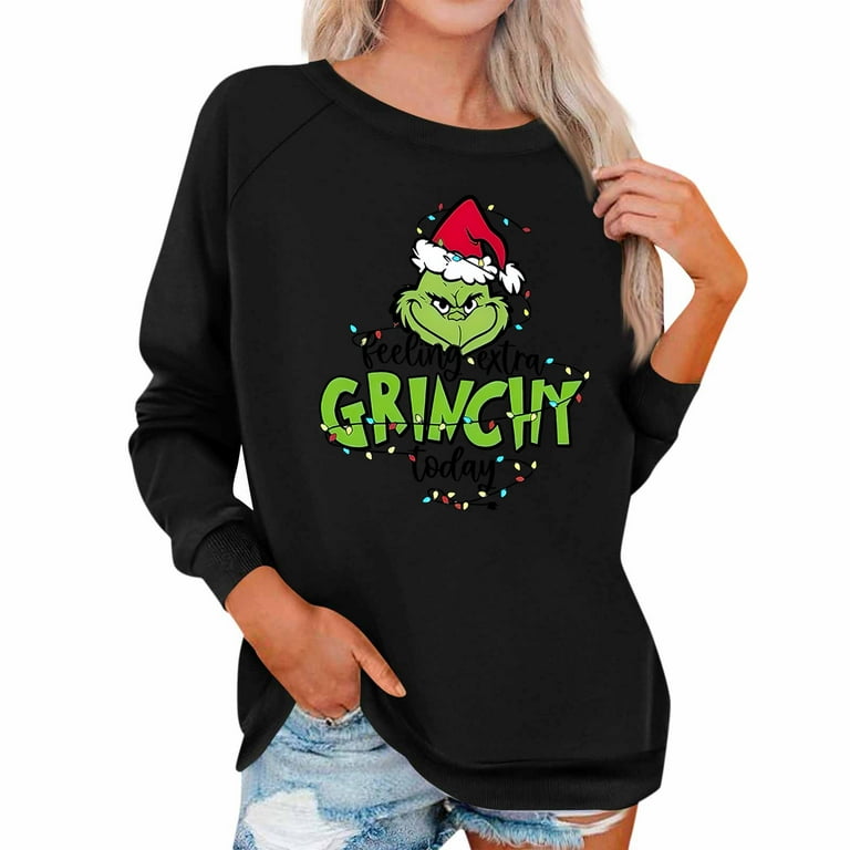 Casual Sweet Santa Claus Sequins Patch O Neck Tops Casual Sweet Santa Claus Sequins Patch O Neck Tops