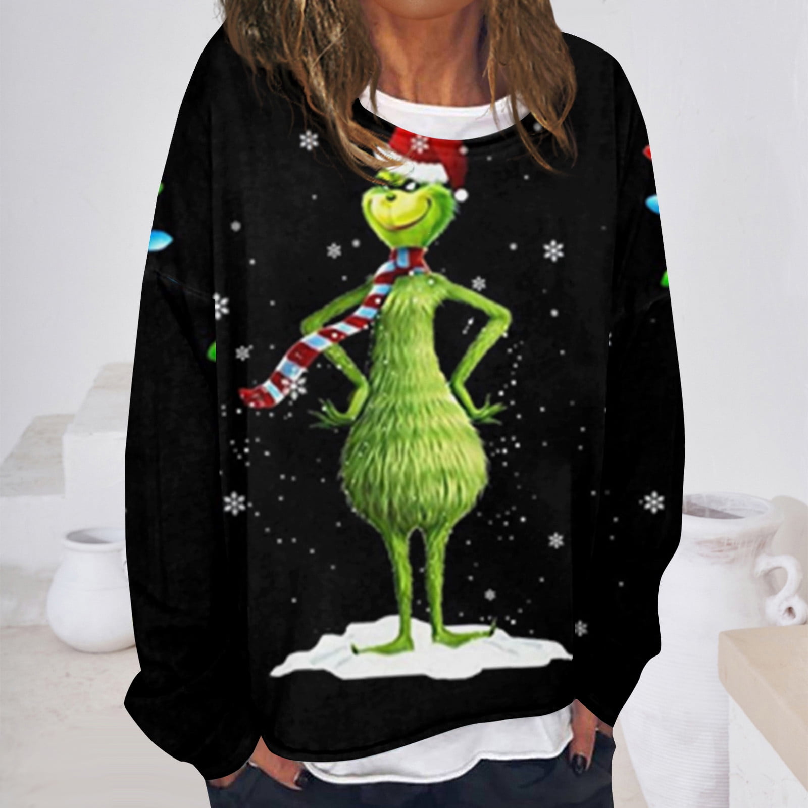 "Just A Girl Who Loves Christmas" Women's Funny Sweatshirt - Cozy Crewneck Pullover Holiday Top - View #14