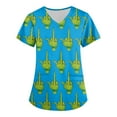 thumbnail image 1 of Christmas Grinch Shirts for Women Scrubs Tops Plus Size Working Uniform with Pockets Short Sleeve V-neck Nursing Uniform Printed Blouse, 1 of 3