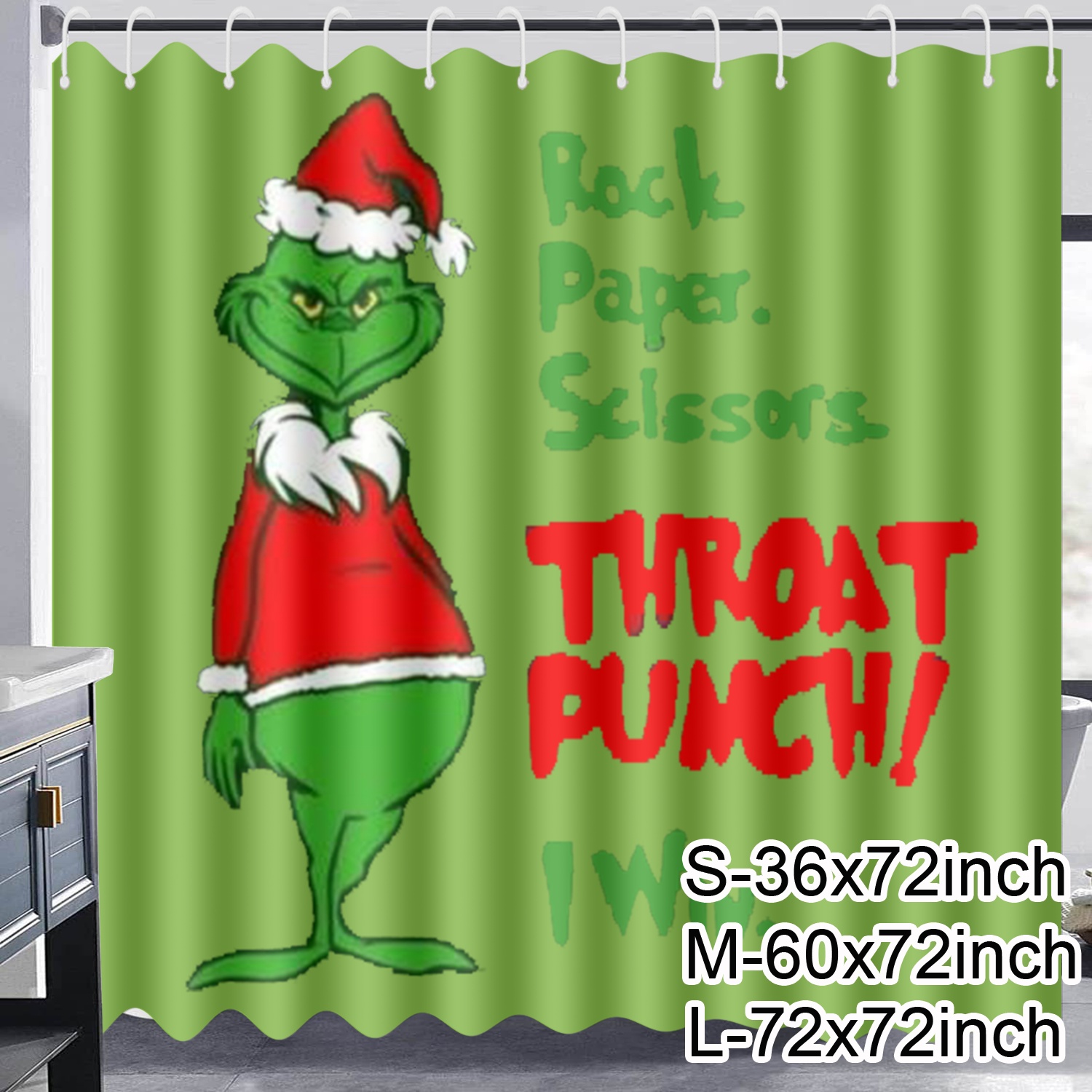 Christmas Grinch Shower Curtain Christmas Bathroom Shower Curtain with