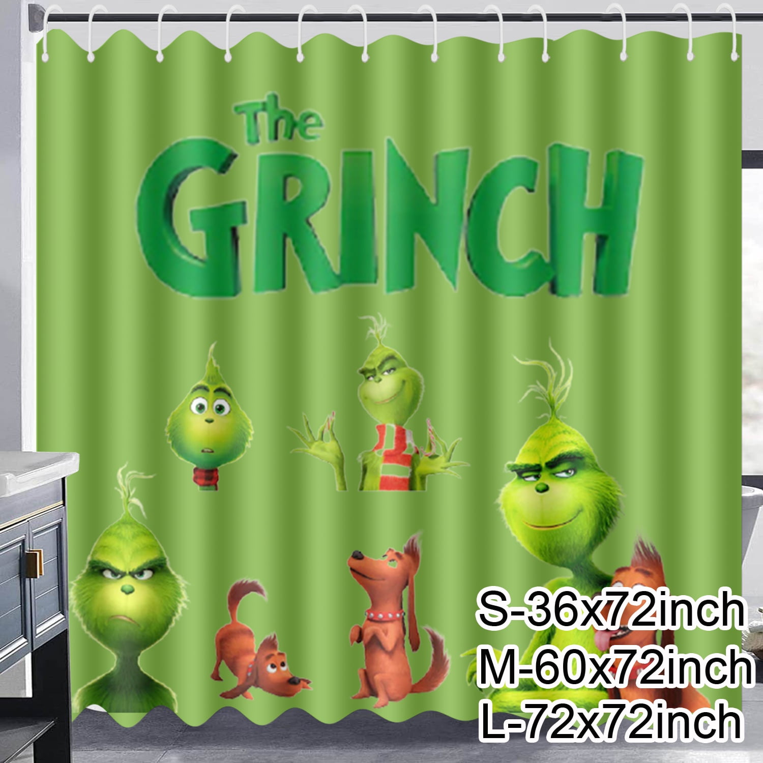 Christmas Grinch Shower Curtain, Popular Seasonal Traditional Fabric