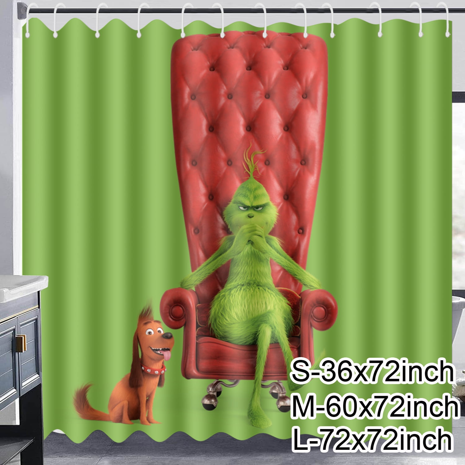 Grinch Christmas Shower Curtain for Bathroom Waterproof Decoration Shower  Curtains Sets Decor Accessories 72x72 Dr.Seuss' How The Grinch Stole