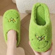 MIARHB_CHRISTMAS Christmas Grinch Slippers Family Christmas Warm Winter Cotton Slippers Couple Men and Women Thick Bottom Soft Bottom Grinch Slippers Thick Non-slip, 41