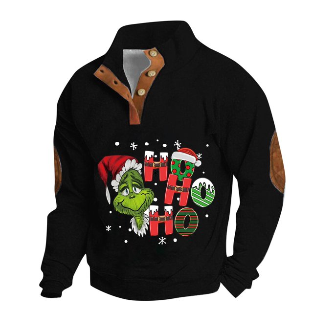 Christmas Grinch Sweatshirt Mens Christmas Grinch Christmas Henley Neck