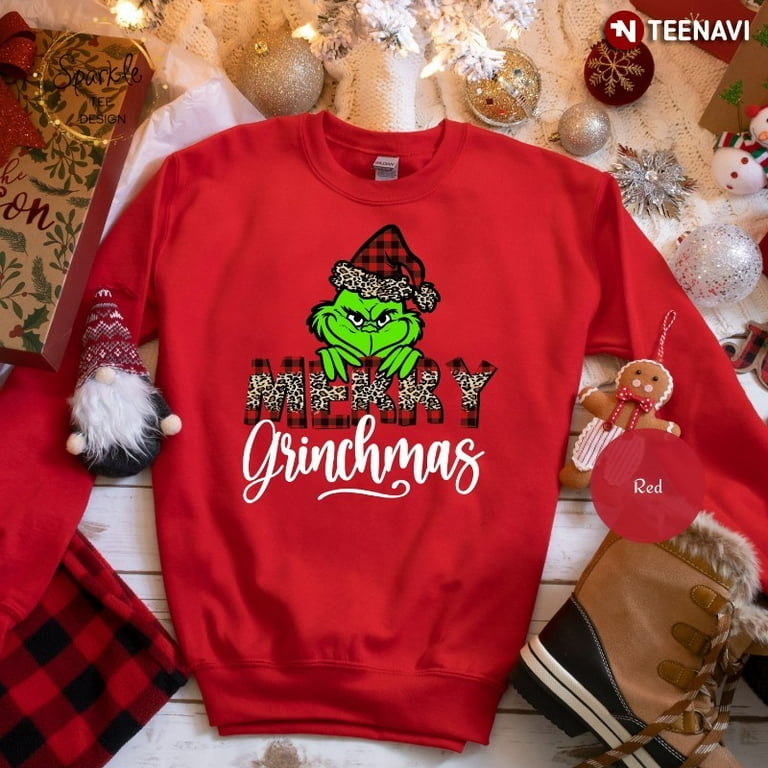 Christmas Grinch Sweatshirt Merry Grinchmas Leopard Walmart