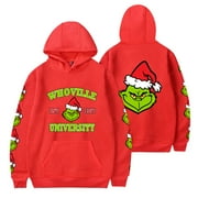 FASHIONMIO Christmas Grinch Sweatshirts Adult Hoodie Drawstring Pullover Adult Hoodie with Pocket