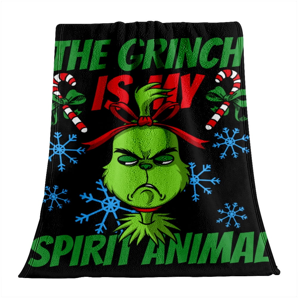 Christmas Grinch Throw Blanket Holiday Christmas Fleece Blanket Soft