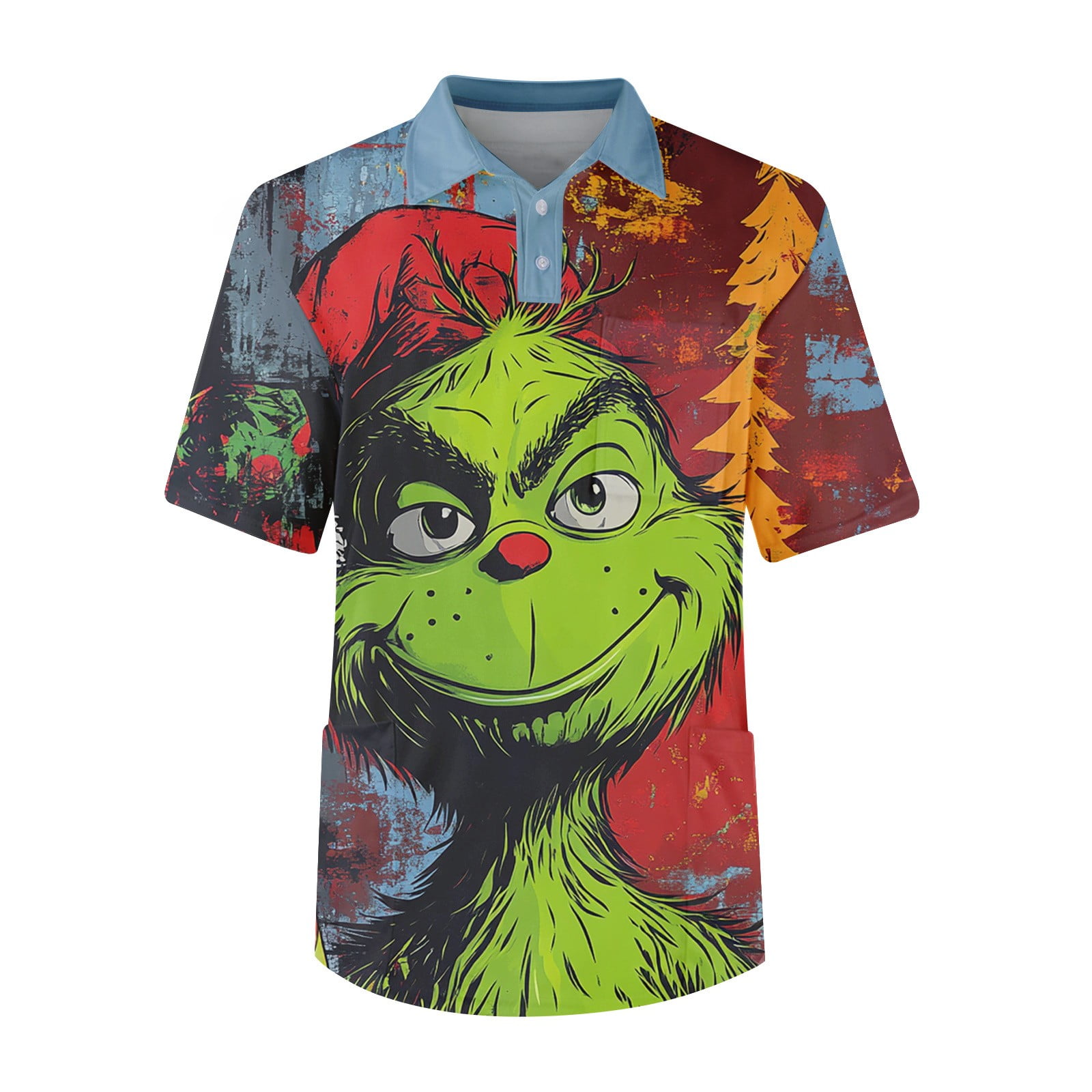 Christmas Grinch Top Grinchmas Green Festive Graphic Polo Shirt with ...
