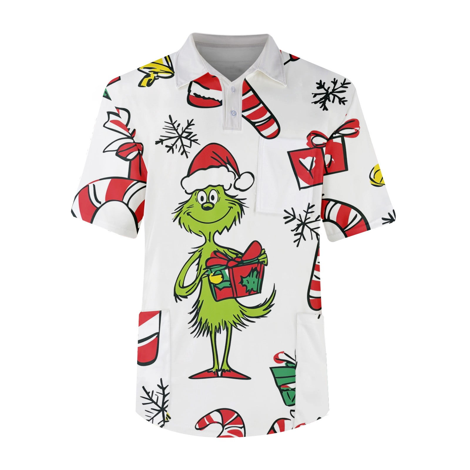 Christmas Grinch Top Grinchmas Green Festive Graphic Polo Shirt with ...