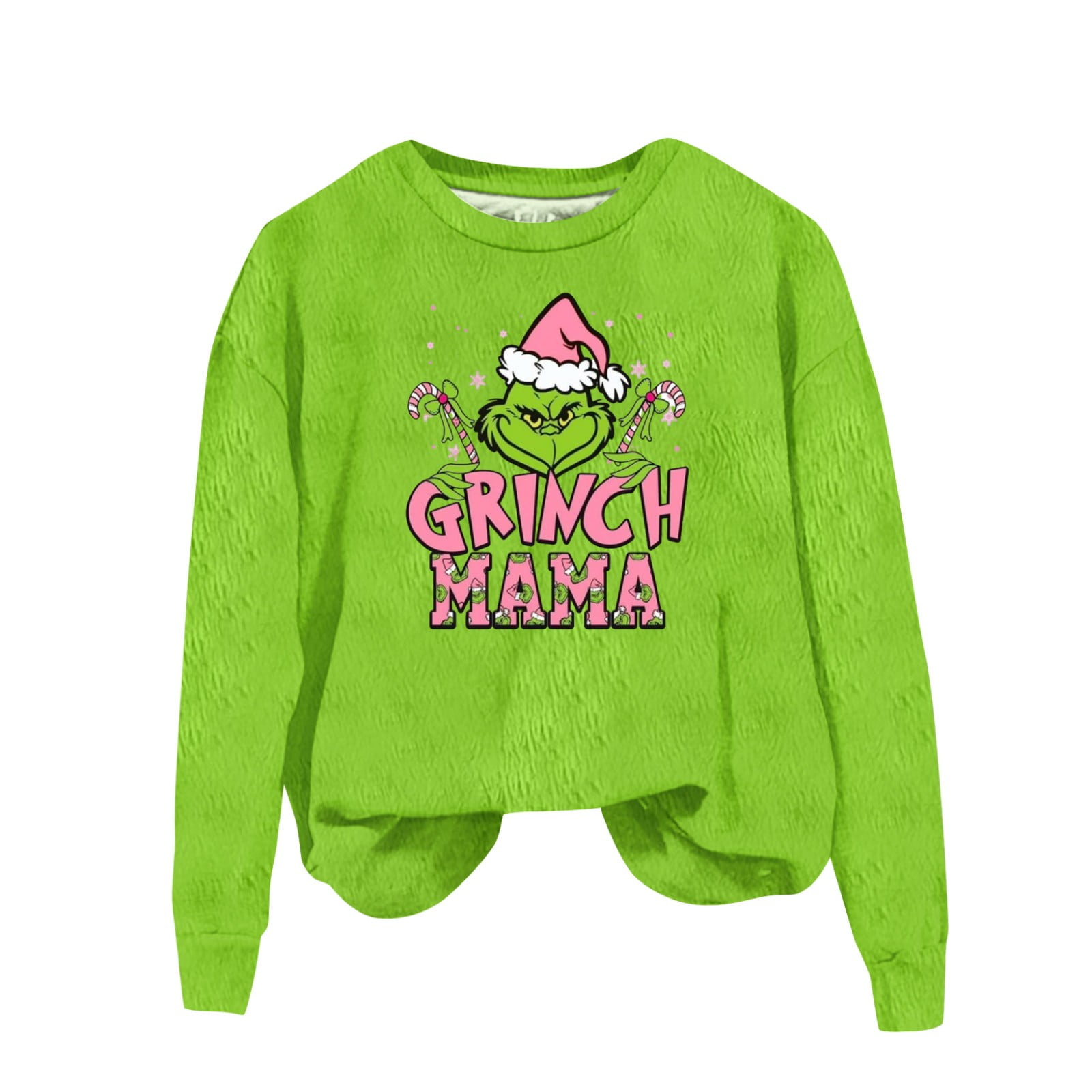 Christmas Grinch Top Grinchmas Green Women Fashion Round Neck Pullover Long Sleeve Tee Christmas