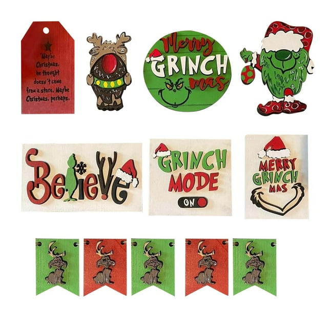 Christmas Grinch Vacation Holiday Decor Farmhouse Tiered Tray