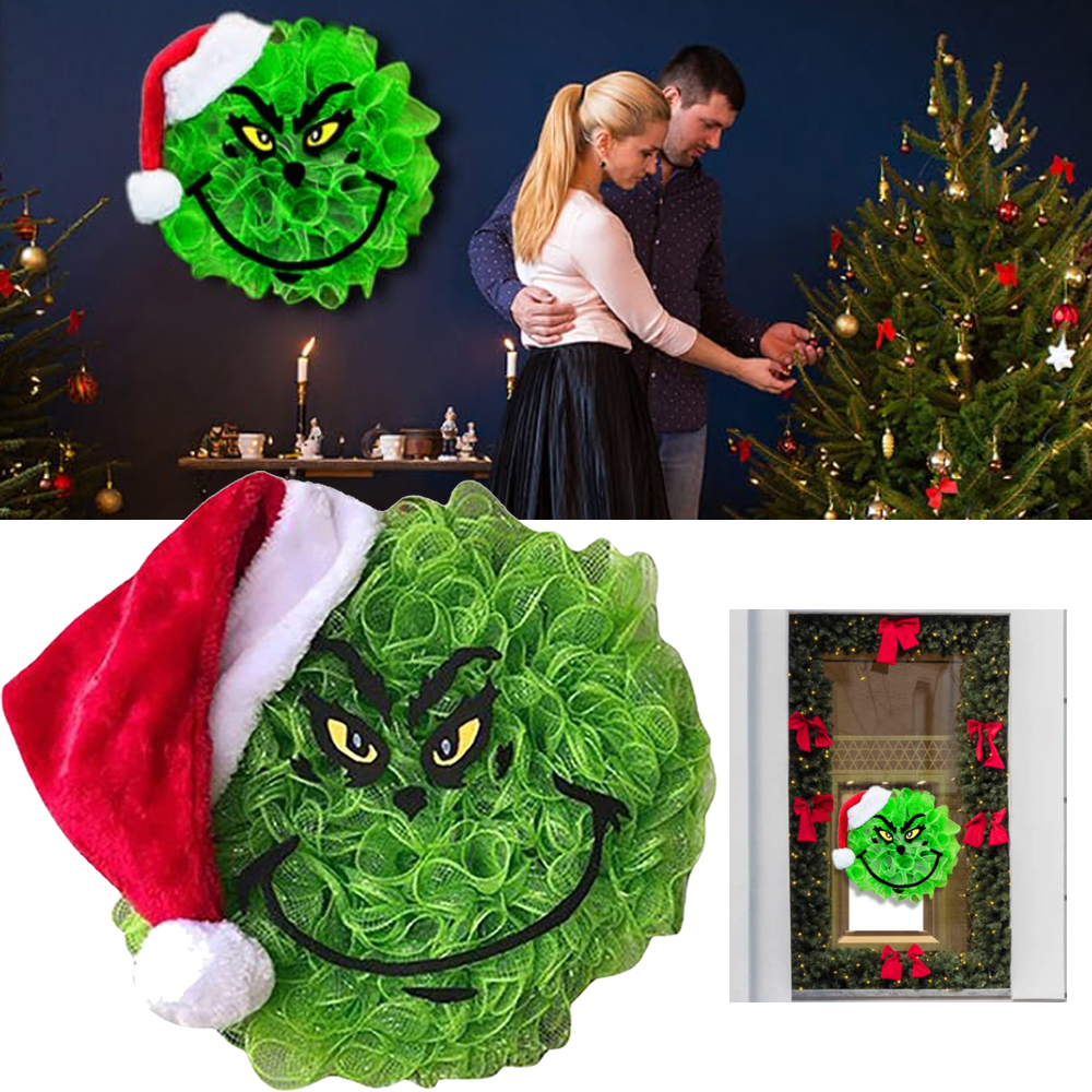 Christmas Grinch Wreath,Fun grinch Front Door Sign, Front Door