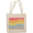 thumbnail image 1 of Christmas, Groovy Retro Wavy Text Merch Gift, 12oz Canvas Tote Bag, 1 of 3