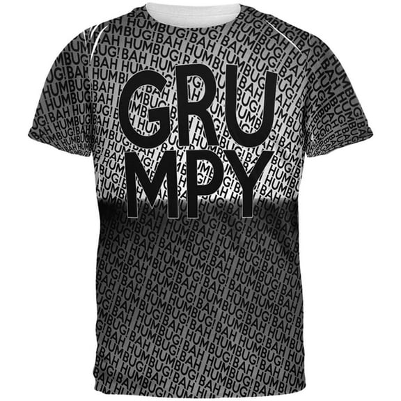 Christmas Grumpy Bah Humbug Pattern All Over Mens T Shirt Multi LG