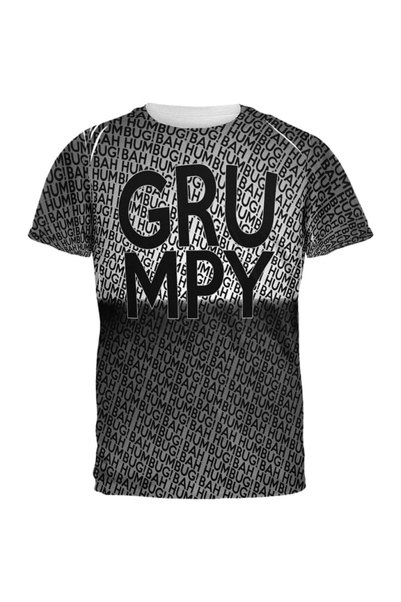 Christmas Grumpy Bah Humbug Pattern All Over Mens T Shirt Multi SM